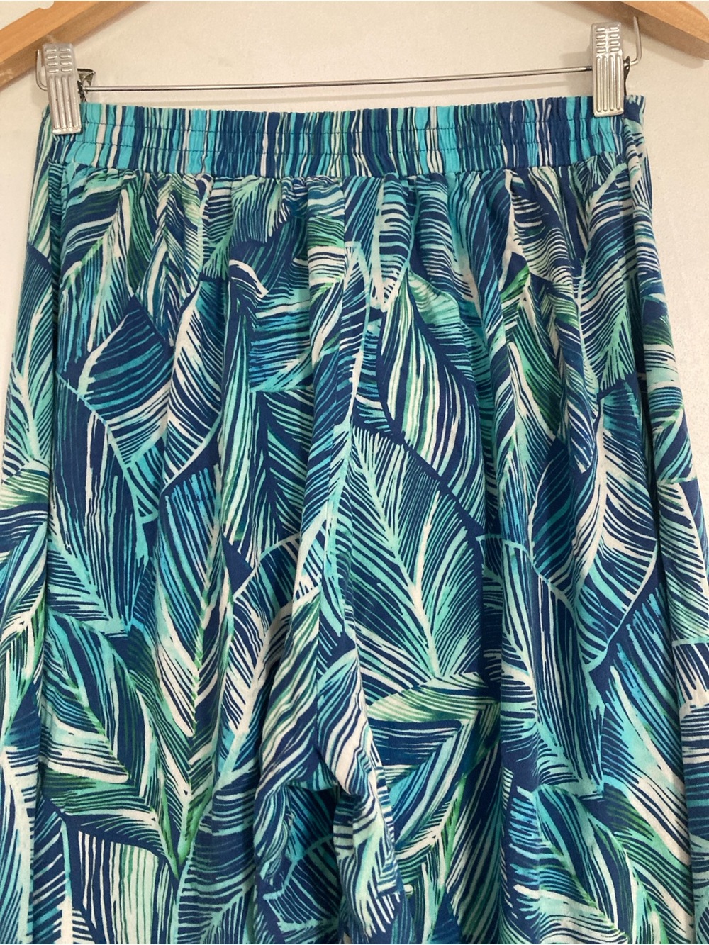 La Blanca Women's Cover up Pants Sketched Leaves Open Wide Legs Aqua Small - Picture 12 of 14